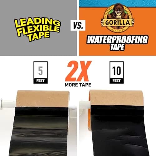 Gorilla Waterproof Patch & Seal Tape Black 4" x 10' (10 ft x 4 in) | Seals Water, Air, Moisture Permanently thumbnail 8