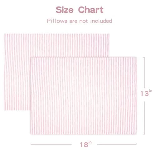 Zenssia Organic Cotton Toddler Pillow Case 33x46 cm (13x18 Inches), 2 Pack Pink Stripe | Soft & Breathable for Baby thumbnail 4