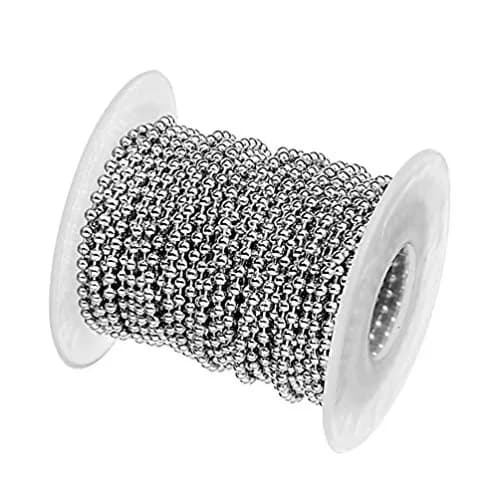 Tiparts Stainless Steel Ball Chain 2.4mm (30 ft roll + 20 connectors) | DIY Jewelry Making Necklace Extender Dog Tag Key Chains thumbnail 2