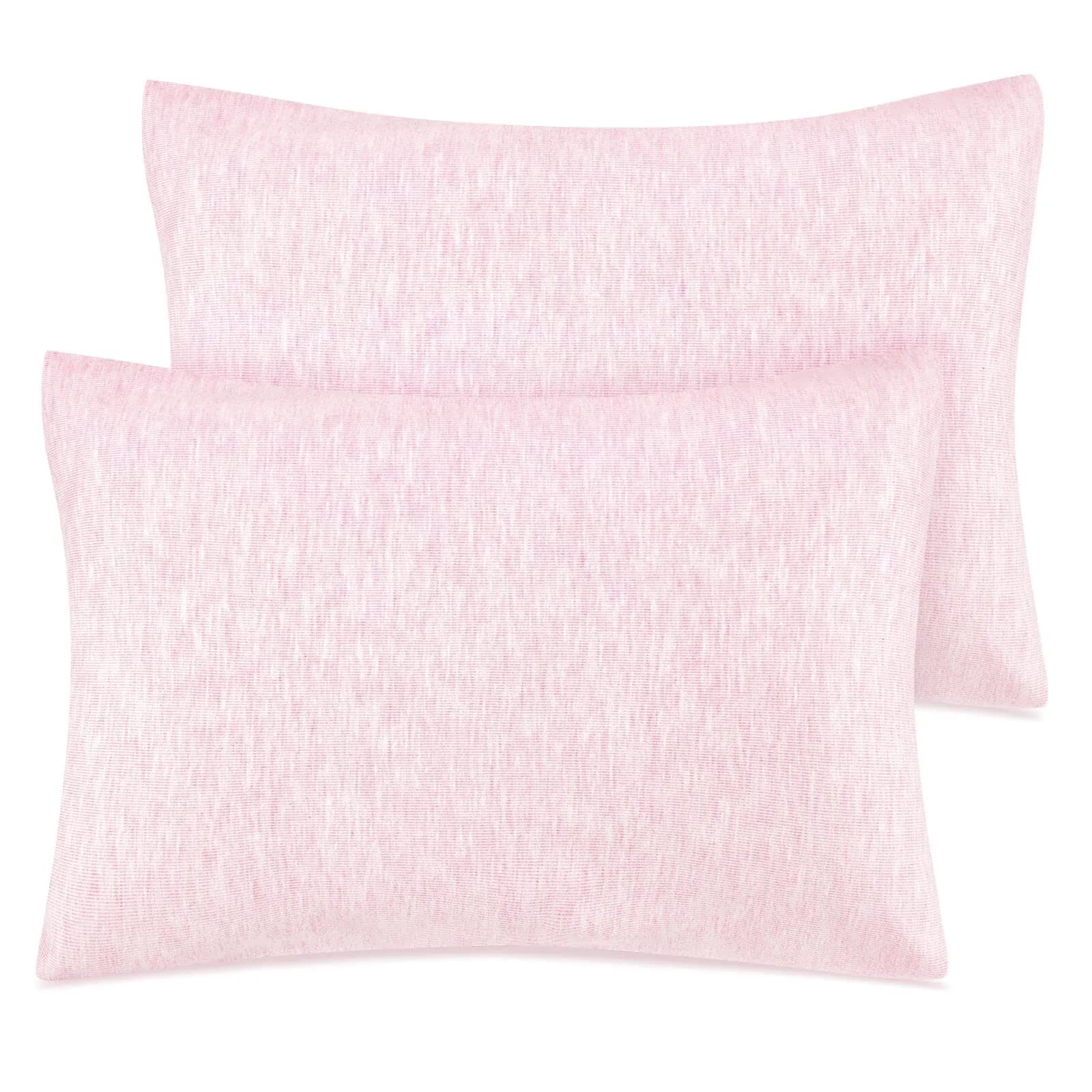 Zenssia Organic Cotton Toddler Pillow Case 33x46 cm (13x18 Inches), 2 Pack Pink Stripe | Soft & Breathable for Baby — Pink Solid