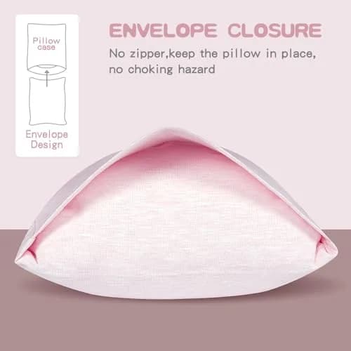 Zenssia Organic Cotton Toddler Pillow Case 13x18 Inches (33x46 cm), 2 Pack, Pink | Soft & Breathable for Baby & Toddler Sleep thumbnail 3