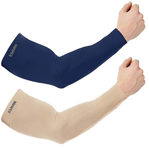 KMMIN UV Protection Arm Sleeves UPF 50 | Cooling & Compression for Driving, Cycling, Basketball, Men & Women (Navy/Beige) thumbnail 1