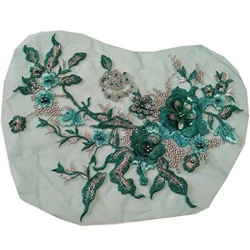 FEEPOP 3D Embroidered Patches Nail Bead Tulle Applique Flower Patch 35cm x 28cm | Wedding & Dress Decor thumbnail 5