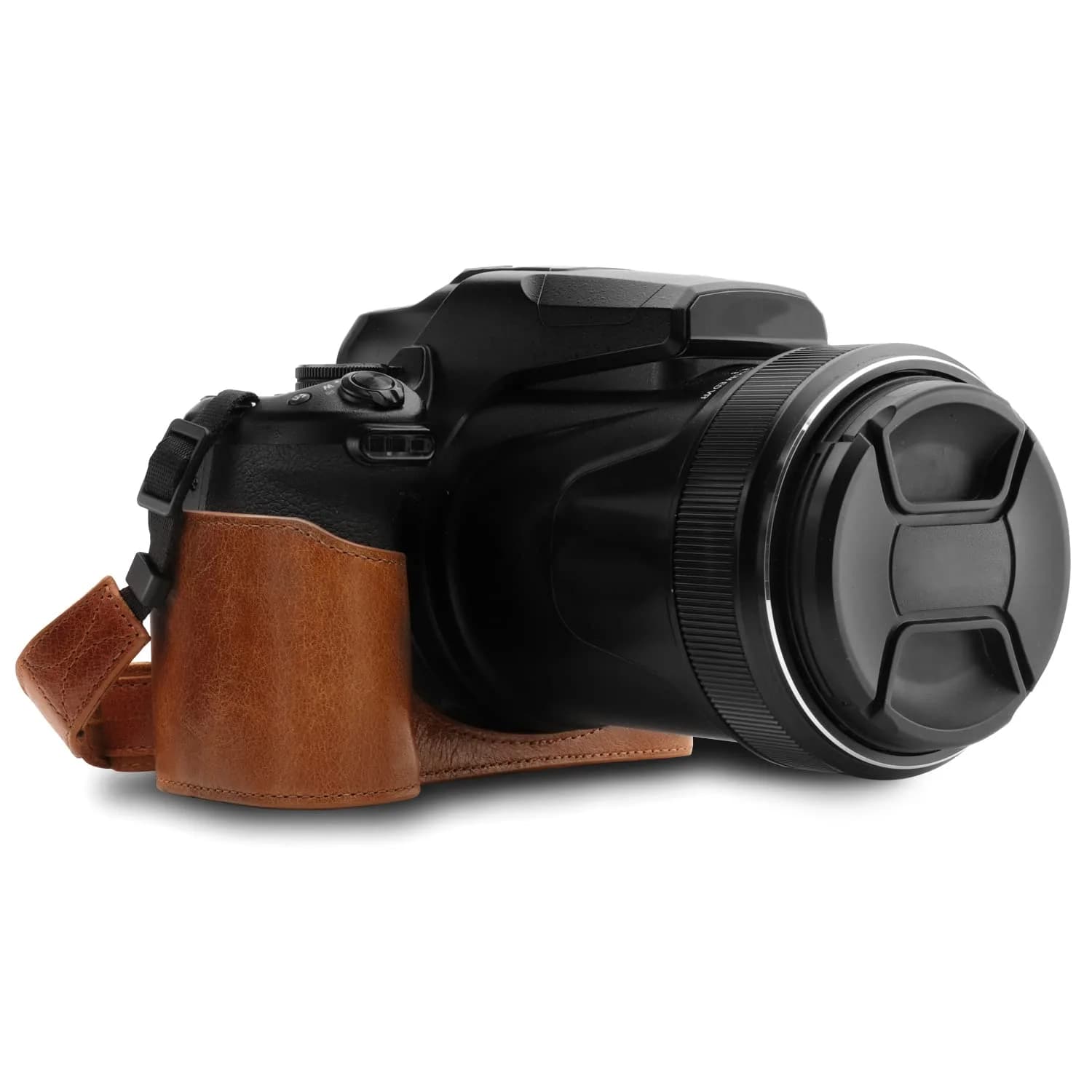 MegaGear Premium Leather Camera Half Case with Strap for Nikon D3500 - Dark Brown | Compact, Travel-Ready — DarkBrown