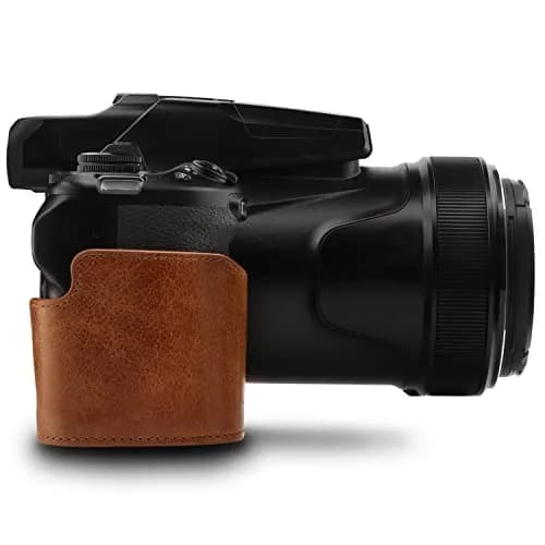 MegaGear Premium Leather Camera Half Case with Strap for Nikon D3500 - Dark Brown | Compact, Travel-Ready thumbnail 2