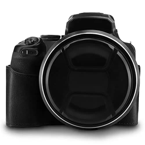 MegaGear Leather Camera Half Case & Strap Compatible with Nikon COOLPIX P1000, Black | Ever Ready Design thumbnail 4