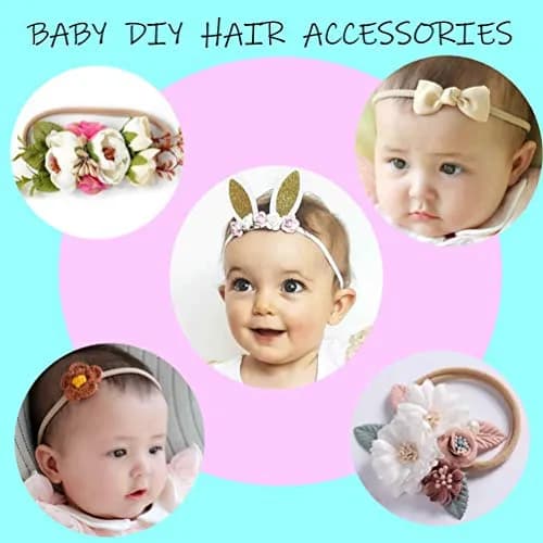inSowni 50 Pack Super Soft Stretchy Nylon Headbands Baby Hair Bands | 10 Multi-color thumbnail 2
