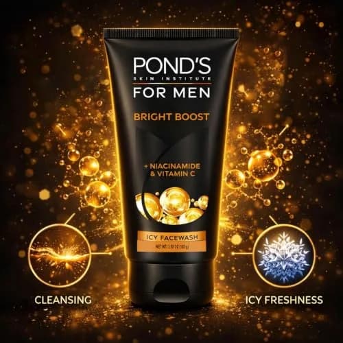 POND'S For Men Bright Boost Icy Facewash 100g (3.5oz) | Coffee Bean Extract & Cooling Menthol thumbnail 2
