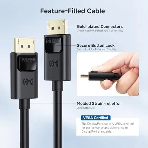 Cable Matters VESA Certified 32.4Gbps DisplayPort 1.4 Cable, 3.05 m (10ft) thumbnail 6