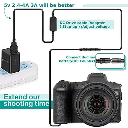 Raeisusp ACK-E18 Dummy Battery USB Cable Kit for Canon EOS 750D 800D SL2 SL3 RP 120cm | Power Your Camera Continuously thumbnail 5