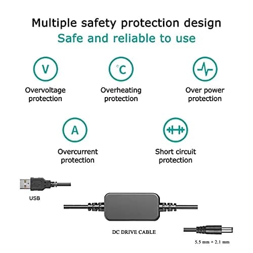 Raeisusp ACK-E18 Dummy Battery USB Cable Kit for Canon EOS 750D 800D SL2 SL3 RP 120cm | Power Your Camera Continuously thumbnail 2