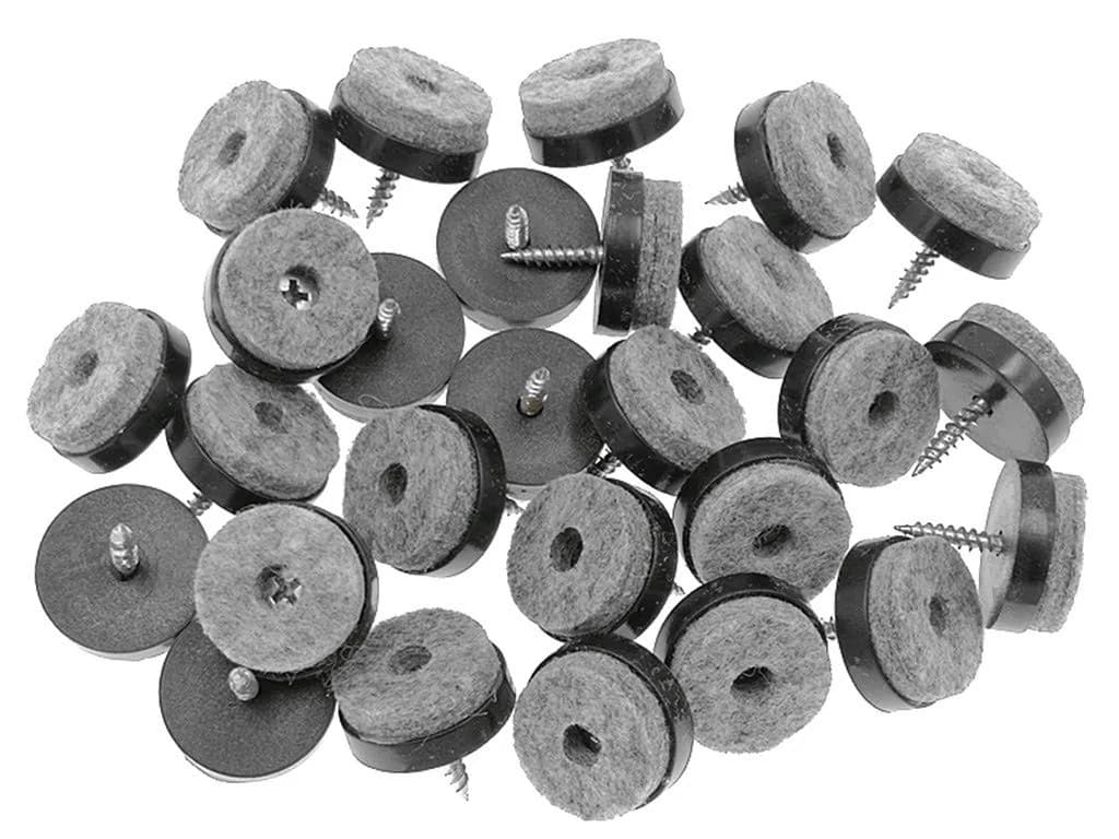 ALIMITOPIA Screw-on Furniture Felt Pads 28mm (1.1") Black | Protects Floors & Furniture Legs
