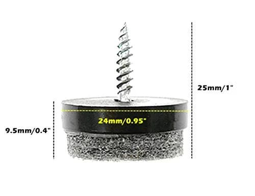 ALIMITOPIA Screw-on Furniture Felt Pads 24mm (0.95") Black, 40pcs | Protects Floors & Furniture thumbnail 2