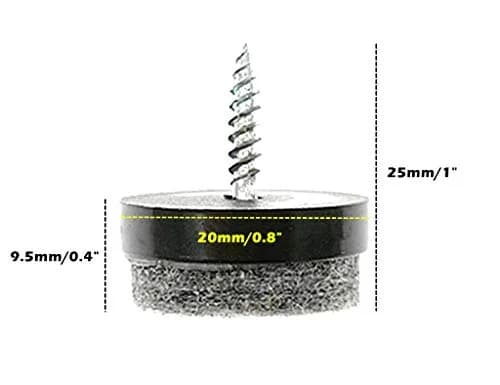 ALIMITOPIA Screw-on Furniture Felt Pads 20mm (0.8") Black | 40pcs for Hardwood Floors thumbnail 2