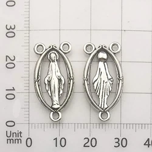 iloveDIYbeads Antique Silver Cross Jesus Maria Charms 100g (60pcs) | Catholic Jewelry Findings for Rosary Making thumbnail 6