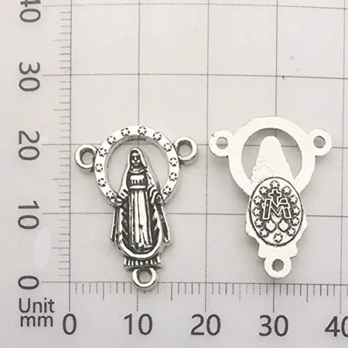 iloveDIYbeads Antique Silver Cross Jesus Maria Charms 100g (60pcs) | Catholic Jewelry Findings for Rosary Making thumbnail 9