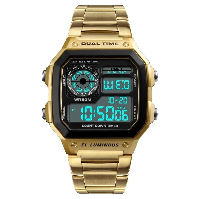 PASOY Men's Digital Sport Watch 43mm (1.7in) | Dual Time, Stopwatch, Countdown, 50M Water Resistant thumbnail 12