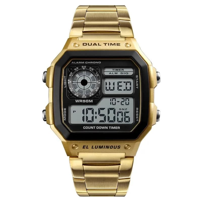 PASOY Men's Digital Sport Watch 43mm (1.7in) | Dual Time, Stopwatch, Countdown, 50M Water Resistant thumbnail 3
