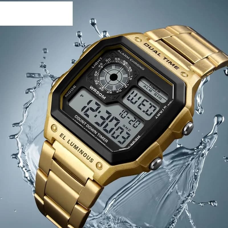 PASOY Men's Digital Sport Watch 43mm (1.7in) | Dual Time, Stopwatch, Countdown, 50M Water Resistant thumbnail 5