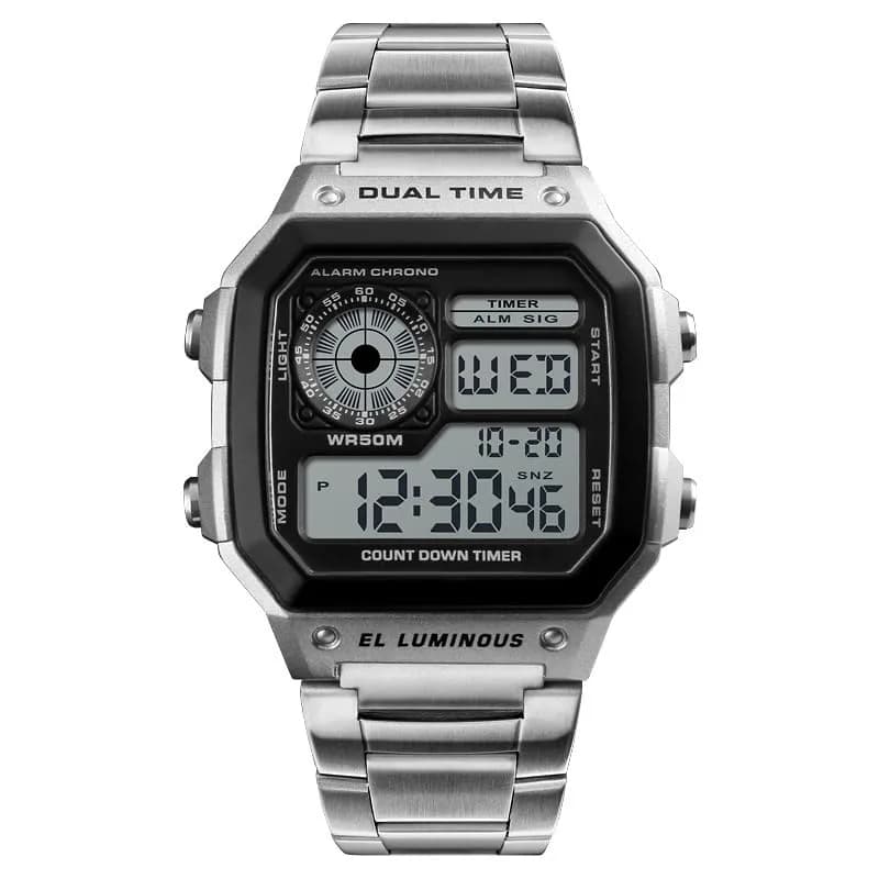 PASOY Men's Digital Sport Watch 43mm (1.7in) | Dual Time, Stopwatch, Countdown, Backlight, 50M Water Resistant thumbnail 3