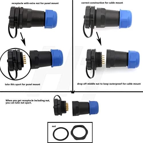 HangTon HE29 24 Pin Circular Connector, 29mm Panel Cutout | High-Voltage Power Waterproof IP68 Male Plug Female Panel Socket thumbnail 6