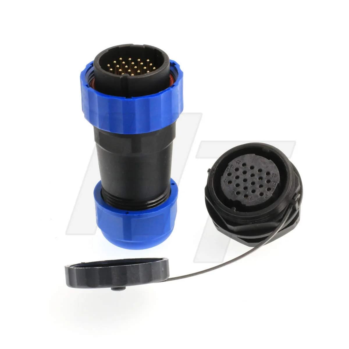 HangTon HE29 22 Pin Waterproof Circular Connector Male Cable Plug with Panel Mount Socket, 250V 5A, 12-15mm Cable Range | IP68 Rated for Harsh Environments