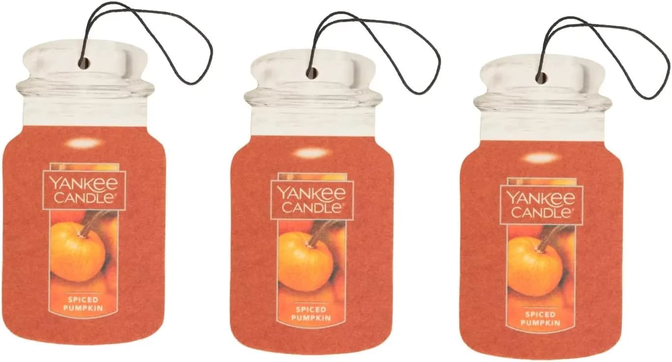 Yankee Candle Balsam & Cedar Paper Car Jar Air Freshener, Pack of 3 | Long-Lasting Fragrance for Cars — Orange