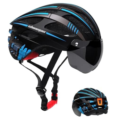 Shinmax Bike Helmet with 9-Mode Rechargeable Rear Light & Magnetic Goggles | Adult Cycling Safety Gear thumbnail 1