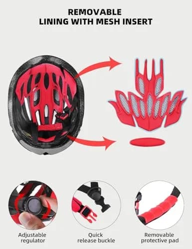 Shinmax Bike Helmet with 9-Mode Rechargeable Rear Light & Magnetic Goggles | Adult Cycling Safety Gear thumbnail 8