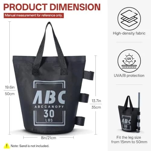 ABCCANOPY 120 lbs (54.4 kg) Canopy Weight Bags Set of 4 | Stabilize Frames for Pop-Up Tents and Gazebos thumbnail 3