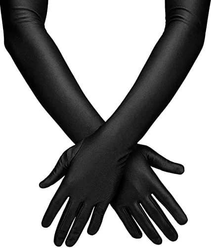 Onwon Black Satin Elbow Length Opera Gloves 22 Inch (56 cm) | Classic 1920s Style for Women thumbnail 1