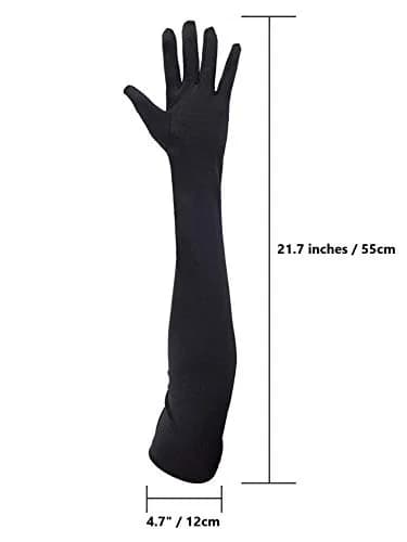 Onwon Black Satin Elbow Length Opera Gloves 22 Inch (56 cm) | Classic 1920s Style for Women thumbnail 4