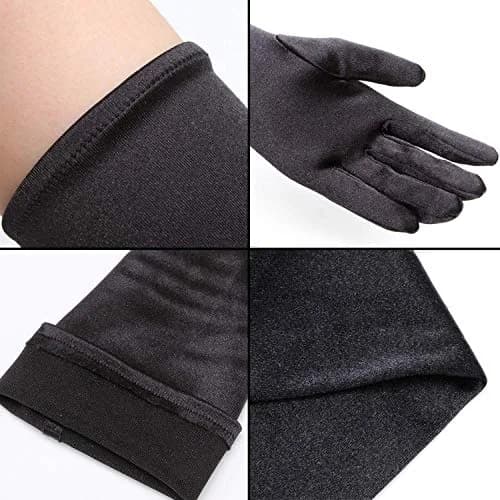 Onwon Black Satin Elbow Length Opera Gloves 22 Inch (56 cm) | Classic 1920s Style for Women thumbnail 2