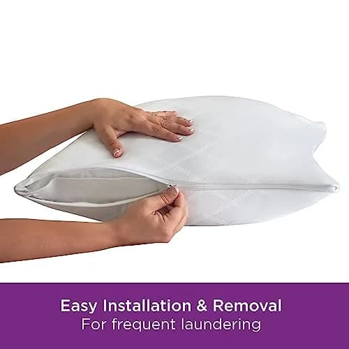 AllerEase Premier Allergy Zipper Pillow Protector King 2 Pack | Breathable, Hypoallergenic, Zippered Encasement thumbnail 2