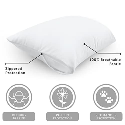 Aller-Ease 100% Cotton Allergy Pillow Protectors Queen 4 Pack | Breathable Cotton for Allergy Relief thumbnail 8