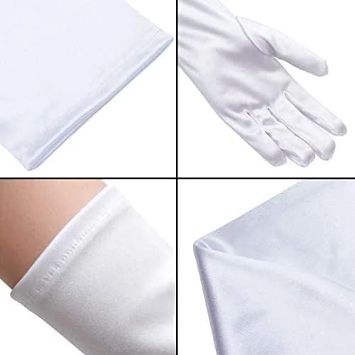 Onwon White Apparel Glove Classic Satin Elbow Length Gloves 22 Inch (56 cm) | Elegant Satin Texture for Special Occasions thumbnail 2