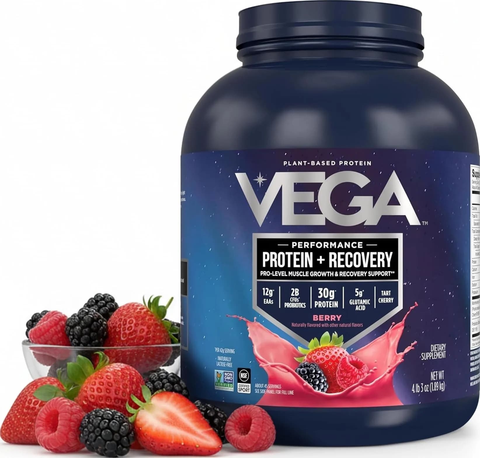 Vega Berry protein powder tub Plant 45 servings