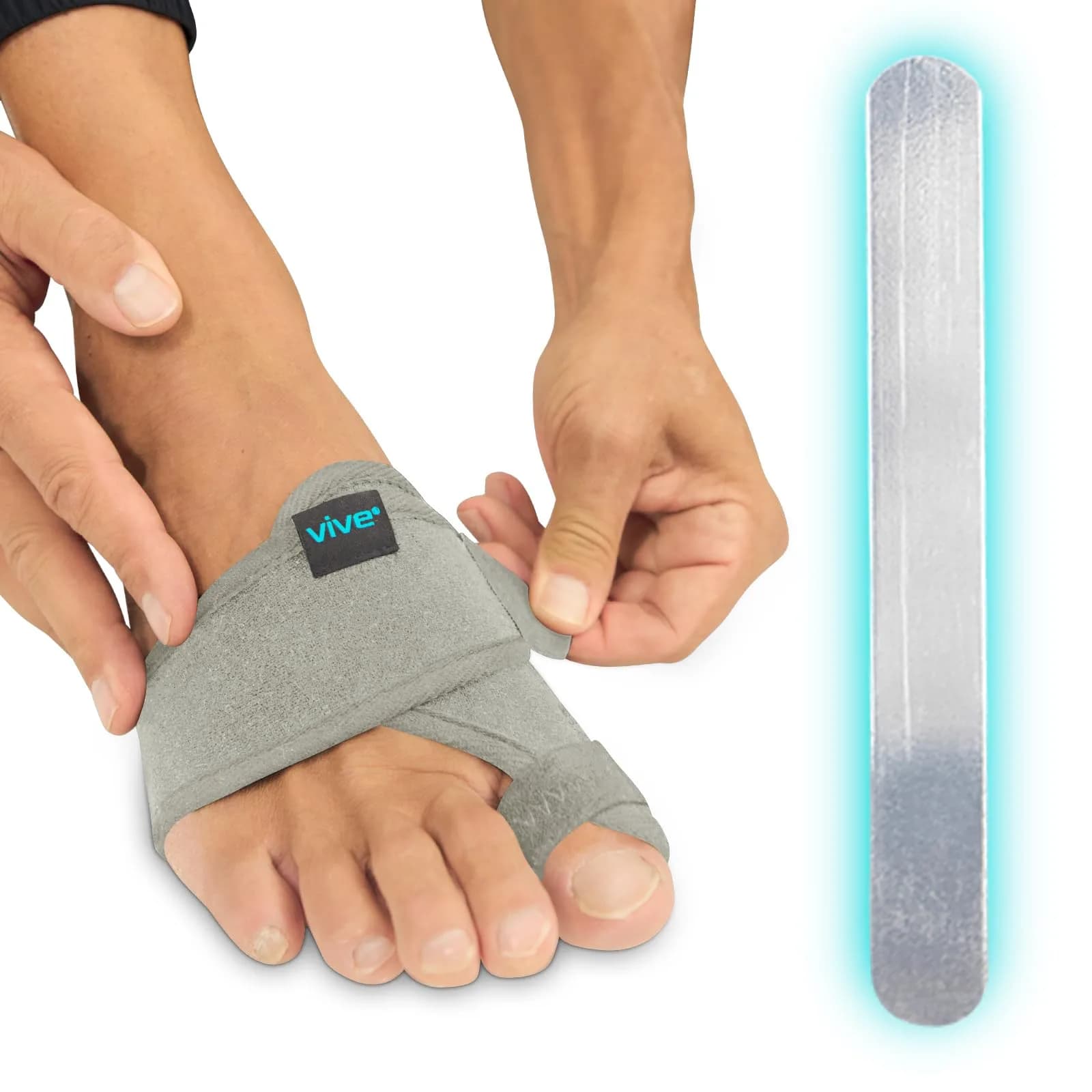 Vive Bunion Brace Pair - Big Toe Corrector Straightener with Aluminum Splint, Black — Gray