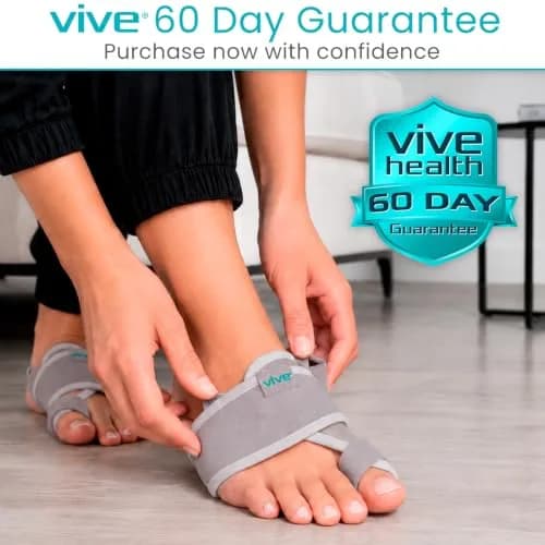 Vive Bunion Brace (Pair) - Big Toe Corrector Straightener with Splint, Gray | Orthopedic Brace for Pain Relief thumbnail 9