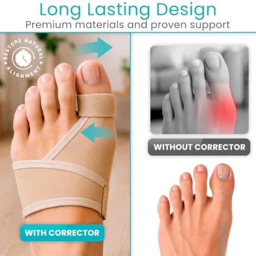 Vive Bunion Brace Pair - Beige 2 Count (Pack of 1) | Orthopedic Brace for Big Toe Pain Relief thumbnail 4