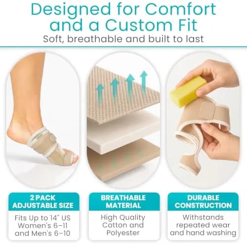 Vive Bunion Brace Pair - Beige 2 Count (Pack of 1) | Orthopedic Brace for Big Toe Pain Relief thumbnail 5