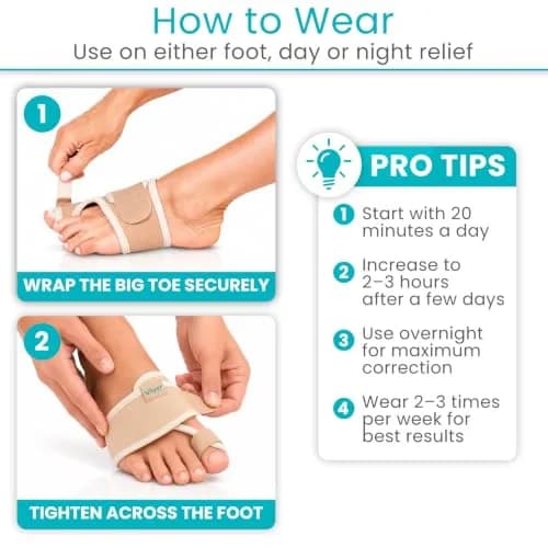 Vive Bunion Brace Pair - Beige 2 Count (Pack of 1) | Orthopedic Brace for Big Toe Pain Relief thumbnail 7