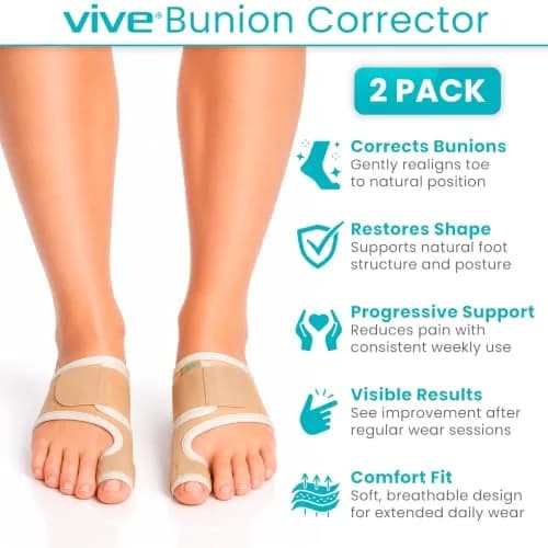 Vive Bunion Brace Pair - Beige 2 Count (Pack of 1) | Orthopedic Brace for Big Toe Pain Relief thumbnail 2