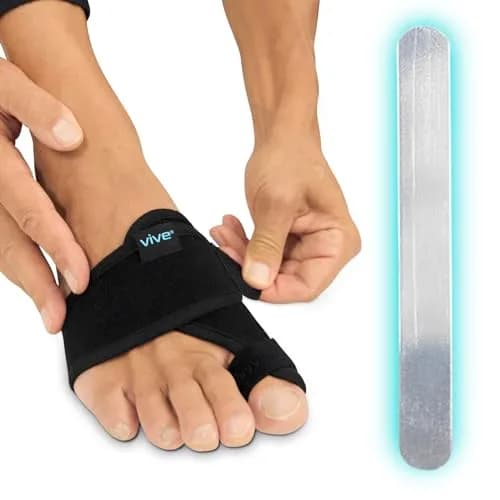 Vive Bunion Brace Pair - Big Toe Corrector Straightener with Aluminum Splint, Black thumbnail 1