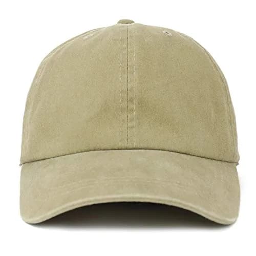 Trendy Apparel Shop Oversize XXL Pigment Dyed Washed Cotton Baseball Cap 65cm | Khaki thumbnail 2