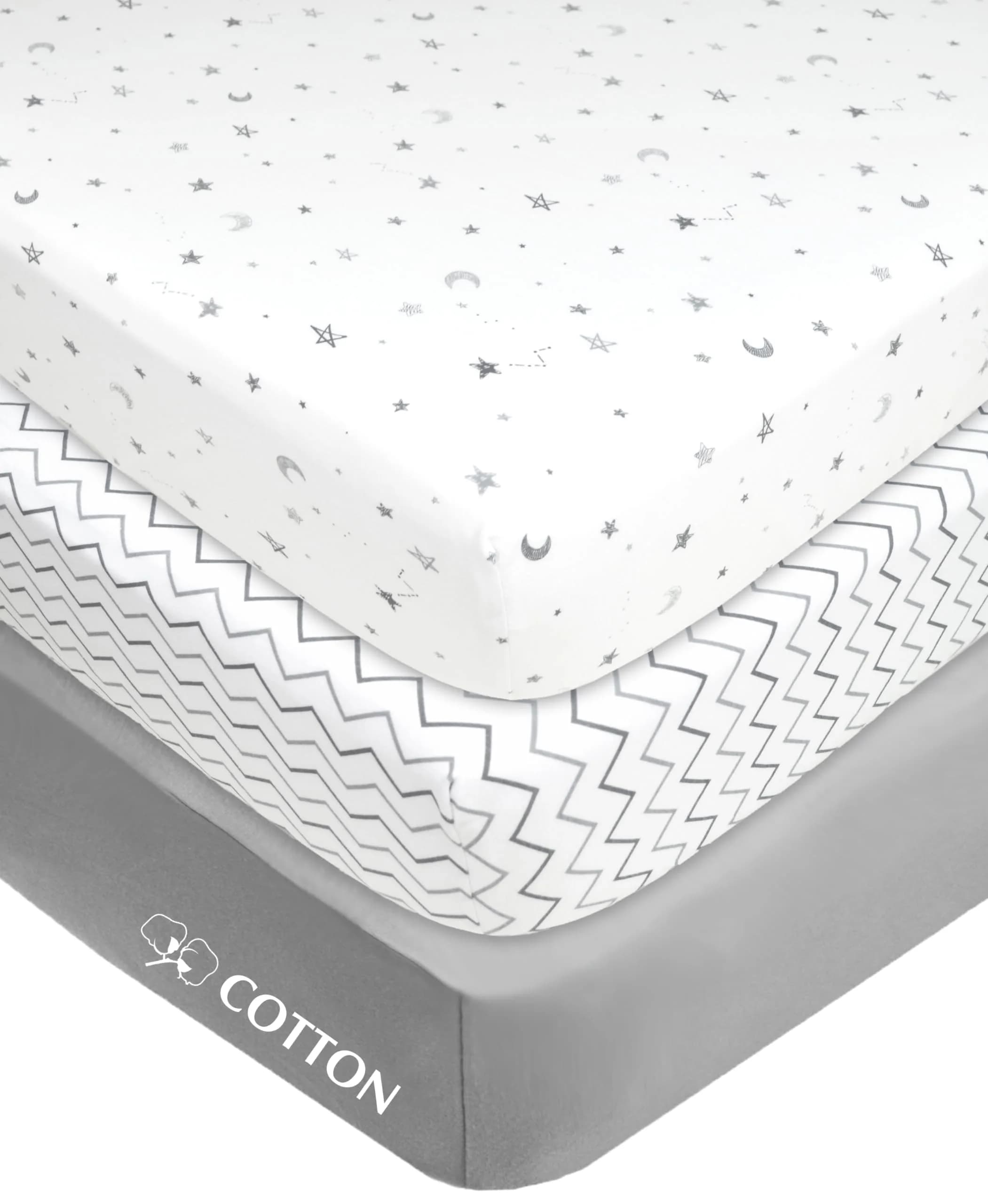 American Baby Company 3 Pack Fitted Mini Crib Sheet 38x24" | Snug Cotton Fit for Baby's Comfort - main product image