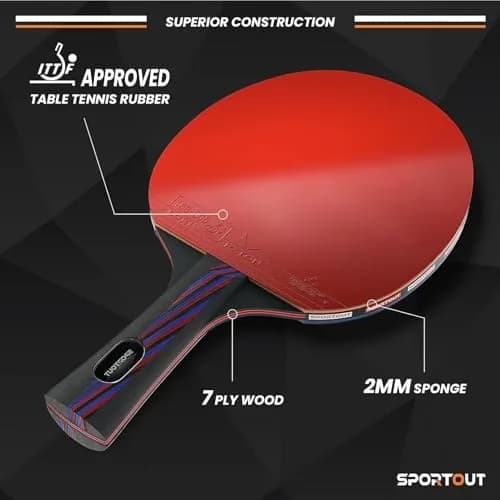 Sportout Table Tennis Racket Set | Portable Premium Paddle for Indoor & Outdoor Play thumbnail 4