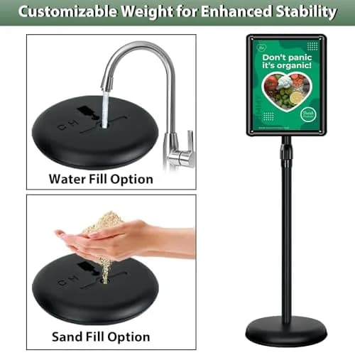 Mutualsign 11 x 17" Pedestal Sign Holder, Adjustable Floor Standing Display Stand, Aluminum & Stainless Steel, Black thumbnail 4
