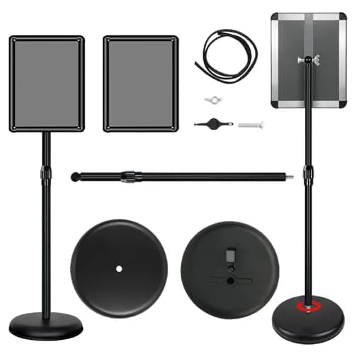 Mutualsign 11 x 17" Pedestal Sign Holder, Adjustable Floor Standing Display Stand, Aluminum & Stainless Steel, Black thumbnail 8