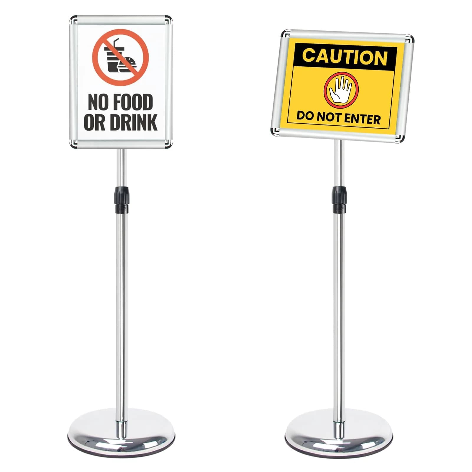 Mutualsign 11 x 17" Pedestal Sign Holder, Adjustable Floor Standing Display Stand, Aluminum & Stainless Steel, Black — Silver / 8.5x11in